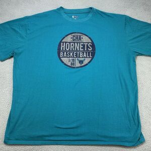 NBA Shirt Men's Charlotte Hornets Basketball Short Sleeve Teal 5XL Casual Sports